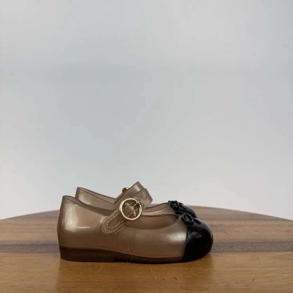Little Kids Mini Melissa Sweet Love Cap Toe Pink Jelly Bow Mary Jane Flats Sz‎ 6